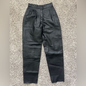 Vintage Evan Arpelli Black Leather High Waist Pleated Pants Size 8